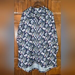 Vera Bradley Boom Bloom Navy Pattern Packable Raincoat Drawstring Butterfly XL